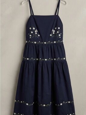 NWT Olive & Oak Navy Blue Floral Embroidered Tiered Sundress